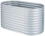 Blumfeldt High Grow Hochbeet Gartenbeet 160x80x80 cm Zink-Alu-Beschichtung Oval