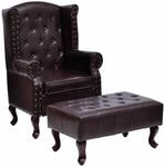 vidaXL Sessel mit Fu&szlig;hocker Dunkelbraun Kunstleder