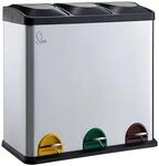 Svita TC3X20 Treteimer Abfalleimer M&uuml;lleimer M&uuml;lltrennung Edelstahl 60L Silber