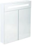 Relaxdays Spiegelschrank Stahl Wei&szlig; mit 2 T&uuml;ren mit LED Beleuchtung und Steckdose