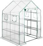 Relaxdays Foliengew&auml;chshaus Stahlrohr Polyester Transparent Gr&uuml;n Begehbar mit 4