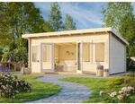 Palmako Lisa Holz-Gartenhaus Hellbraun Pultdach Tauchgrundiert 530 cm x 380 cm