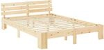 Homestyle4u Holzbett 180 x 200 cm mit Lattenrost in Braun 1839