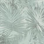 Bricoflor Bl&auml;tter Tapete in Grau Blau Leinen Palmentapete in Aquarell Optik