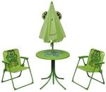 vidaXL 3-tlg Garten-Bistro-Set f&uuml;r Kinder mit Sonnenschirm Gr&uuml;n
