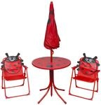 vidaXL 3-tlg Garten-Bistro-Set f&uuml;r Kinder mit Sonnenschirm Rot
