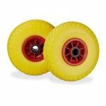 Relaxdays Sackkarrenrad 2er Set Kunststofffelge Gelb Rot Pannensicher 26 cm x 8,5 cm