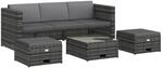 vidaXL 4-tlg Garten-Lounge-Set mit Auflagen Poly Rattan Grau Modell 15