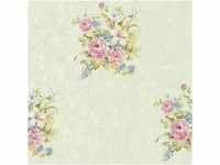 Bricoflor Pastell Tapete mit Blumen Romantische Vlies Blumentapete in Hellgrün