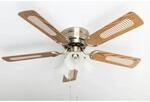 Pepeo Extra flacher Deckenventilator Pepeo Kisa Deluxe Messing Antik Fl&uuml;gel Eiche -