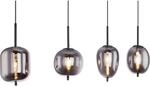 Globo Pendelleuchte Blacky 4-flammig Metall Schwarz Rauchfarben