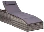 vidaXL Sonnenliege mit Auflage Poly Rattan Grau 46540