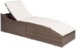 vidaXL Sonnenliege mit Polsterauflage Poly Rattan Braun