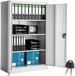 Tectake Aktenschrank Aus Pulverbeschichtetem Stahl Mit 2 Fl&uuml;gelt&uuml;ren 40 x 90 x
