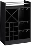 Relaxdays Weinregal Holzwerkstoff Schwarz mit Weinglashalter 96 cm x 63 cm x 35 cm 27