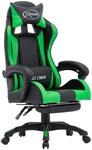 vidaXL Gaming-Stuhl mit Fu&szlig;st&uuml;tze Gr&uuml;n und Schwarz Kunstleder 287989