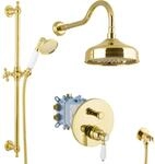 PaulGurkes Regendusche Set Unterputz Gold Duschsystem Luxus Dusche Komplett