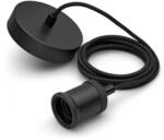 Philips Vintage Schnurpendel mit E27 Fassung Schwarz und Baldachin