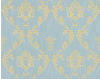 Bricoflor Textil Tapete Edel Ornament Vliestapete Hellblau Gold für Schlafzimmer und