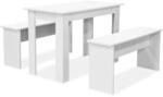 vidaXL 3-tlg. Essgruppe Tisch und B&auml;nke Holzwerkstoff Wei&szlig;