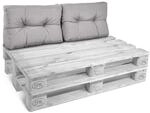 Beautissu ECO Style Palettenkissen R&uuml;cken 60x40x10cm Hellgrau 2tlg