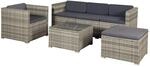Juskys Polyrattan Gartenm&ouml;bel Lounge Punta Cana L Grau Meliert und Dunkelgraue