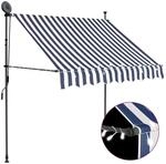 vidaXL Einziehbare Markise Handbetrieben mit LED 100 cm Blau und Wei&szlig; 145841