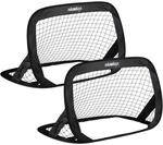 Relaxdays Fu&szlig;balltore Pop Up 2er Set Polyester Schwarz Klappbar 77 cm x 122 cm x 83