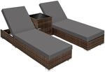 Tectake 2Er Set Aluminium Rattan Sonnenliegen Wetterfest und Uv Best&auml;ndig 5 Fach