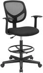 Songmics B&uuml;rostuhl mit Armlehne Sitzh&ouml;he 55 cm - 75 cm Schwarz