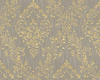 Bricoflor Edle Tapete Grau Gold Vlies Textiltapete mit Metallic Glitzer Ornament