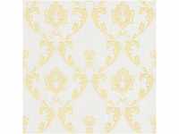 Bricoflor Barock Tapete mit Glitzer Vlies Textiltapete Weiß Gold für Schlafzimmer