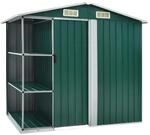 vidaXL Gartenhaus mit Regal Gr&uuml;n 205x130x183 cm Eisen 661715
