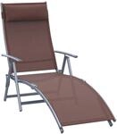 Outsunny Sonnenliege Klappbar mit Kissen Metall Stoff Braun
