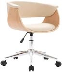 vidaXL Drehbarer B&uuml;rostuhl Creme Bugholz und Kunstleder 3054832