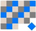 LittleTom Baby & Kinder Puzzlematte 30 x 30 cm 27 Teile Grau Beige Dunkelblau