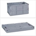 Relaxdays Klappbox Polypropylen Grau Stabil Faltbar 31,5 cm x 58,5 cm x 40 cm
