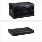 Relaxdays Transportbox Polypropylen Schwarz Schlie&szlig;bar Stapelbar Zusammenklappbar 60