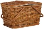Relaxdays Picknickkorb mit Deckel Rattan Honigbraun mit Henkeln 45 cm x 34 cm x...