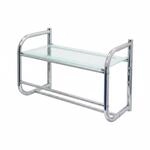 Relaxdays Wandregal Edelstahl Glas Silber mit Handtuchhalter 34 cm x 45 cm x 23 cm