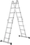 Juskys Aluminium Multifunktionsleiter 4,7m Tragf&auml;higkeit bis 150 kg