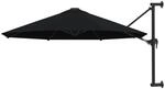 vidaXL Sonnenschirm zur Wandmontage mit Metall-Mast 300 cm Schwarz 47300