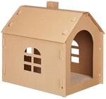 Relaxdays Katzenhaus Pappe Braun mit Kratzbrett 46 cm x 36,5 cm x 48 cm 670 g