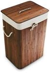 Relaxdays W&auml;schekorb Bambus Braun Eckig Faltbar mit Deckel 65,5 cm x 43,5 cm x 33,5