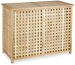 Relaxdays W&auml;schesammler Walnussholz Braun Klappbar mit 2 W&auml;sches&auml;cken 68,1 cm x