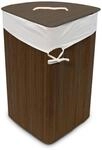 Relaxdays Eckw&auml;schekorb Bambus Braun Faltbar mit Deckel 65 cm x 49,5 cm x 37 cm 1,7