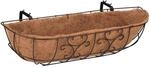 Relaxdays Blumenkasten Eisen Braun 3er Set mit Kokoseinlage 21 cm x 76 cm x 22 cm
