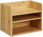 Relaxdays Schreibtisch Organizer Bambus Natur Mit Schublade 26 cm x 33 cm x 24 cm