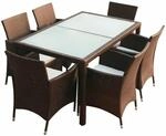 vidaXL 7-Tlg Garten-Essgruppe mit Auflagen Poly Rattan Braun 43119