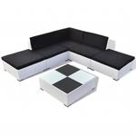 vidaXL 6-tlg Garten-Lounge-Set mit Auflagen Poly Rattan Wei&szlig; Modell 1